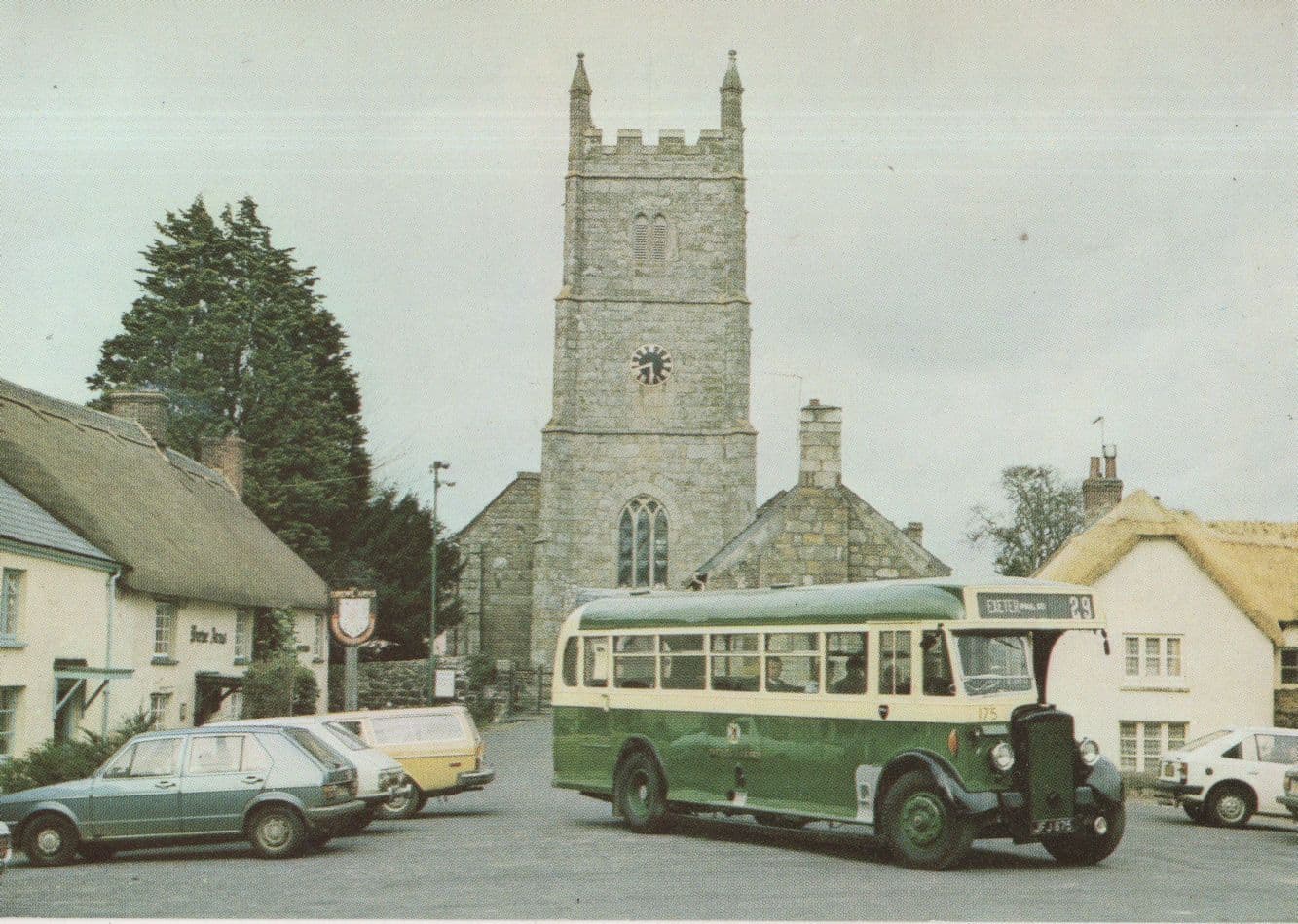 Exeter Corporation No 29 Bus JFJ 875 at Drewsteignton Postcard