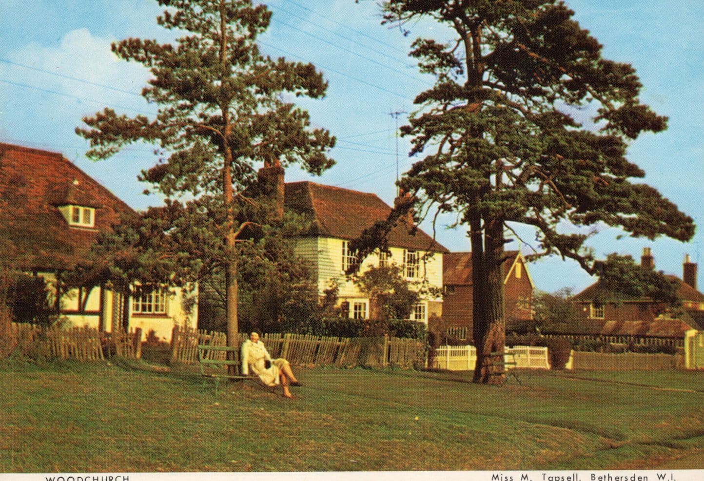 Exhausted Lady on Bench at Woodchurch Kent Rare Postcard
