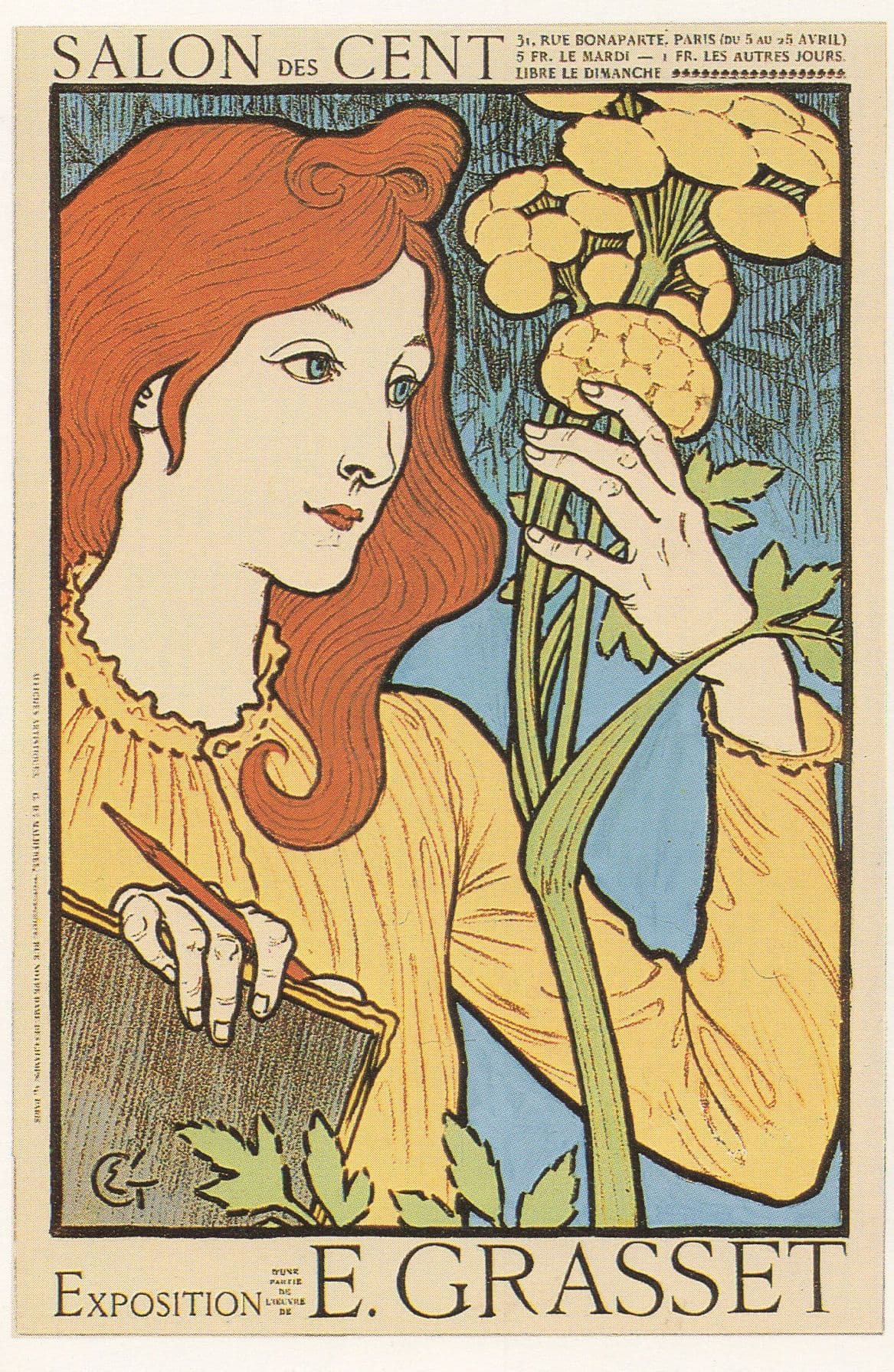 Exposition E Grasset Salon Des Cent French Old Poster Postcard