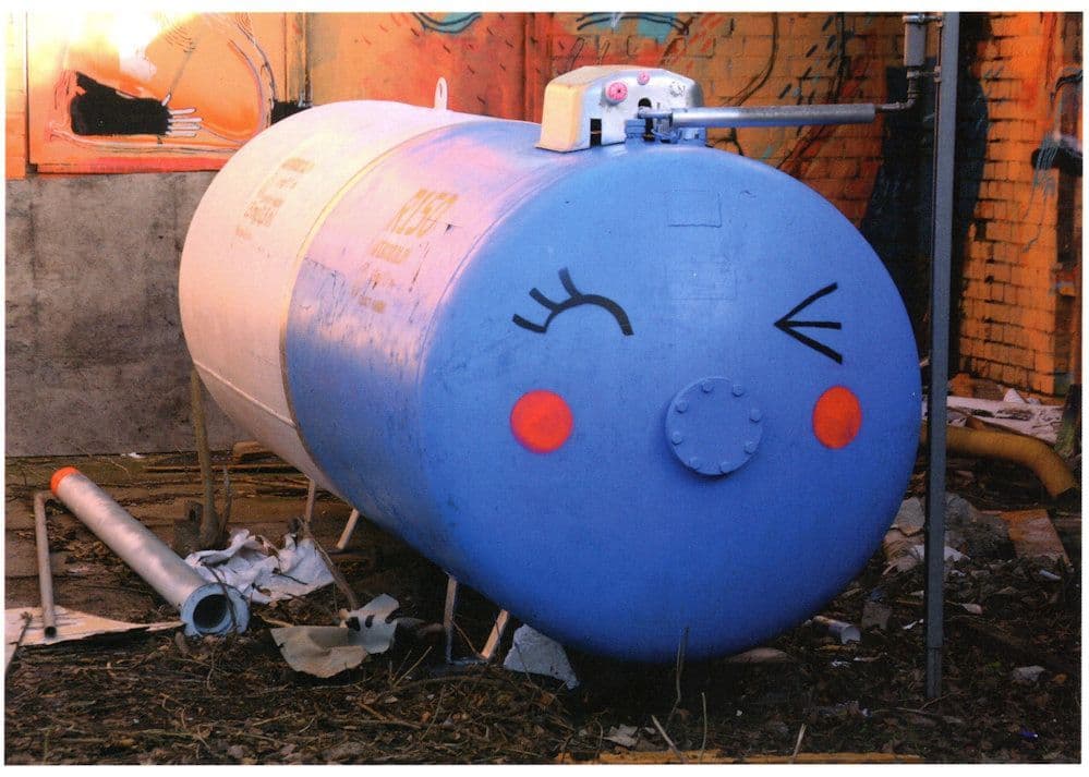 Factory Cylinder as Thomas The Tank Engine Train Street Art Postcard