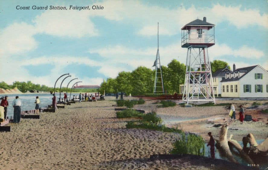Fairport Ohio Coast Guard Station USA Old Postcard