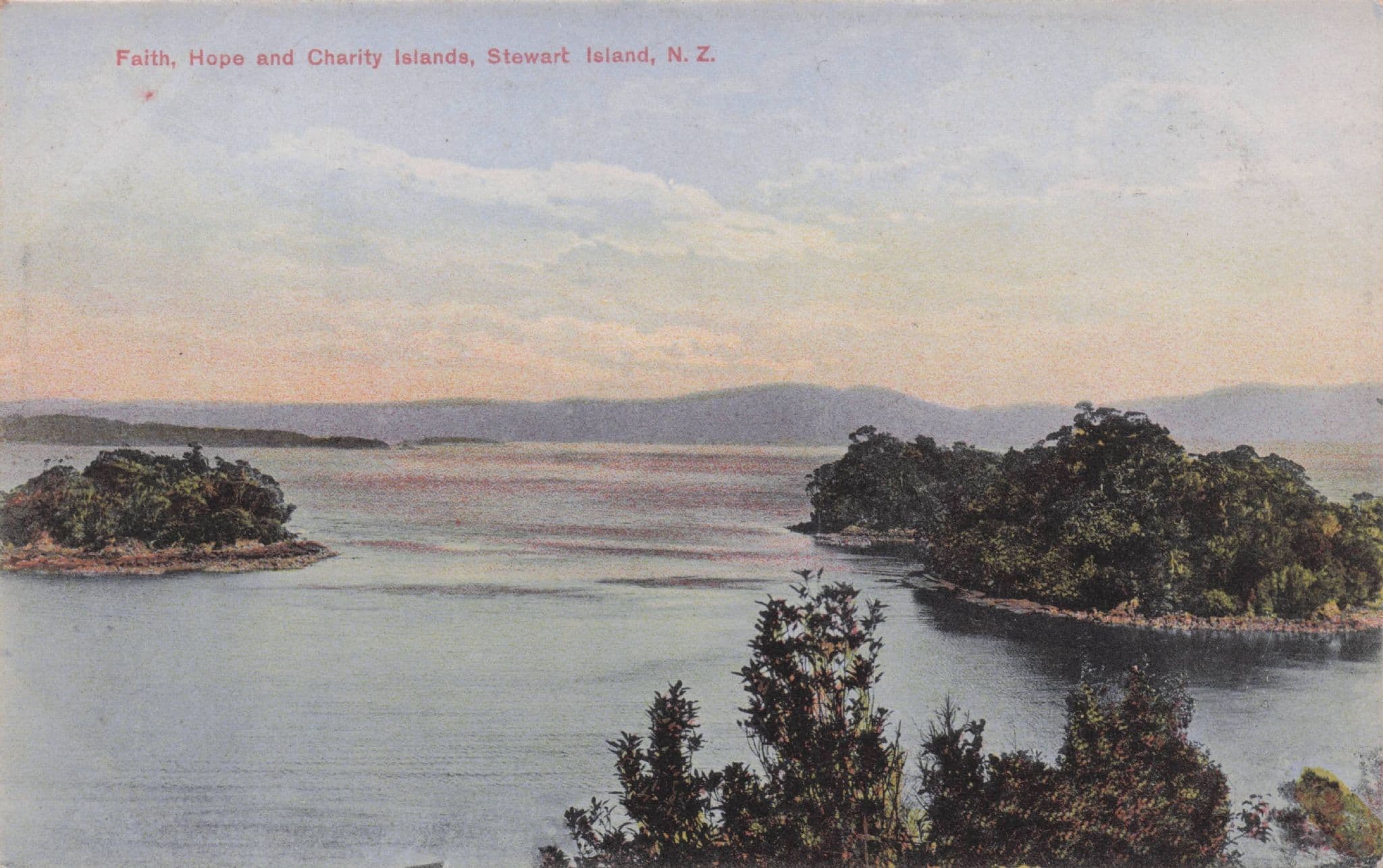 Faith Hope & Charity Stewart Islands New Zealand Rare Old Postcard