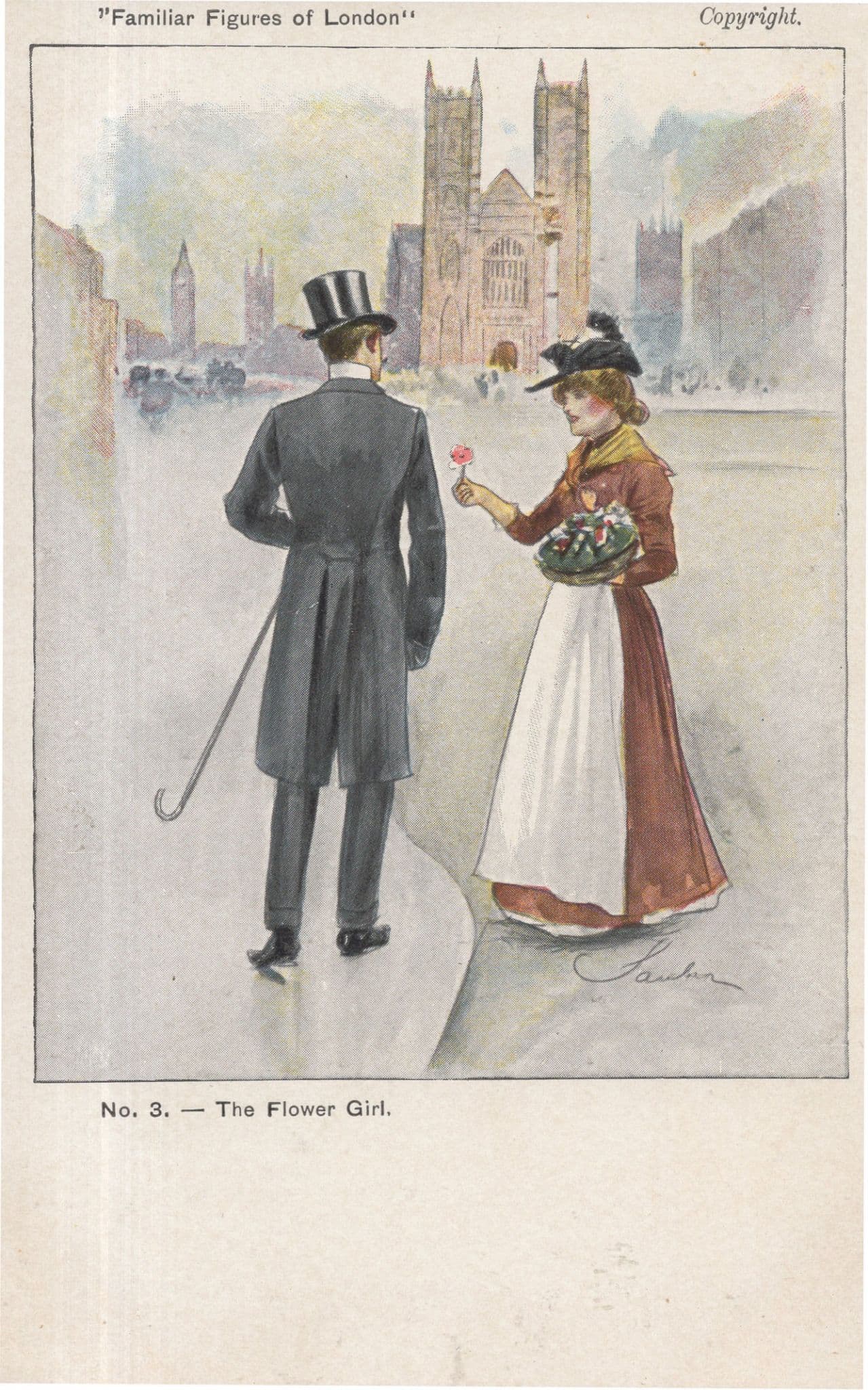 Familiar Faces Of London The Flower Seller Girl Old Postcard