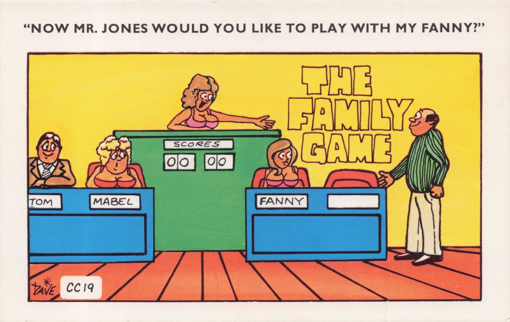 Family Fanny Fortunes Style Television Quiz Game 1970s Comic Postcard