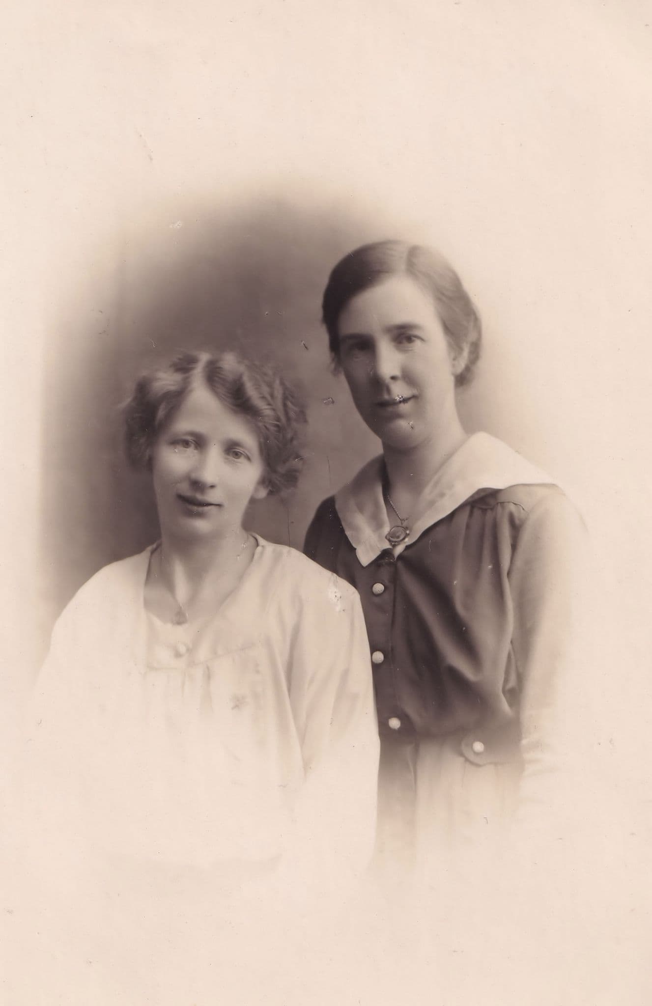 Family House Maid Servant & Mistress Antique Portrait Postcard