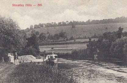 Family Posing by Their Boat Ship on Streatley Hills Berkshire Antique Postcard