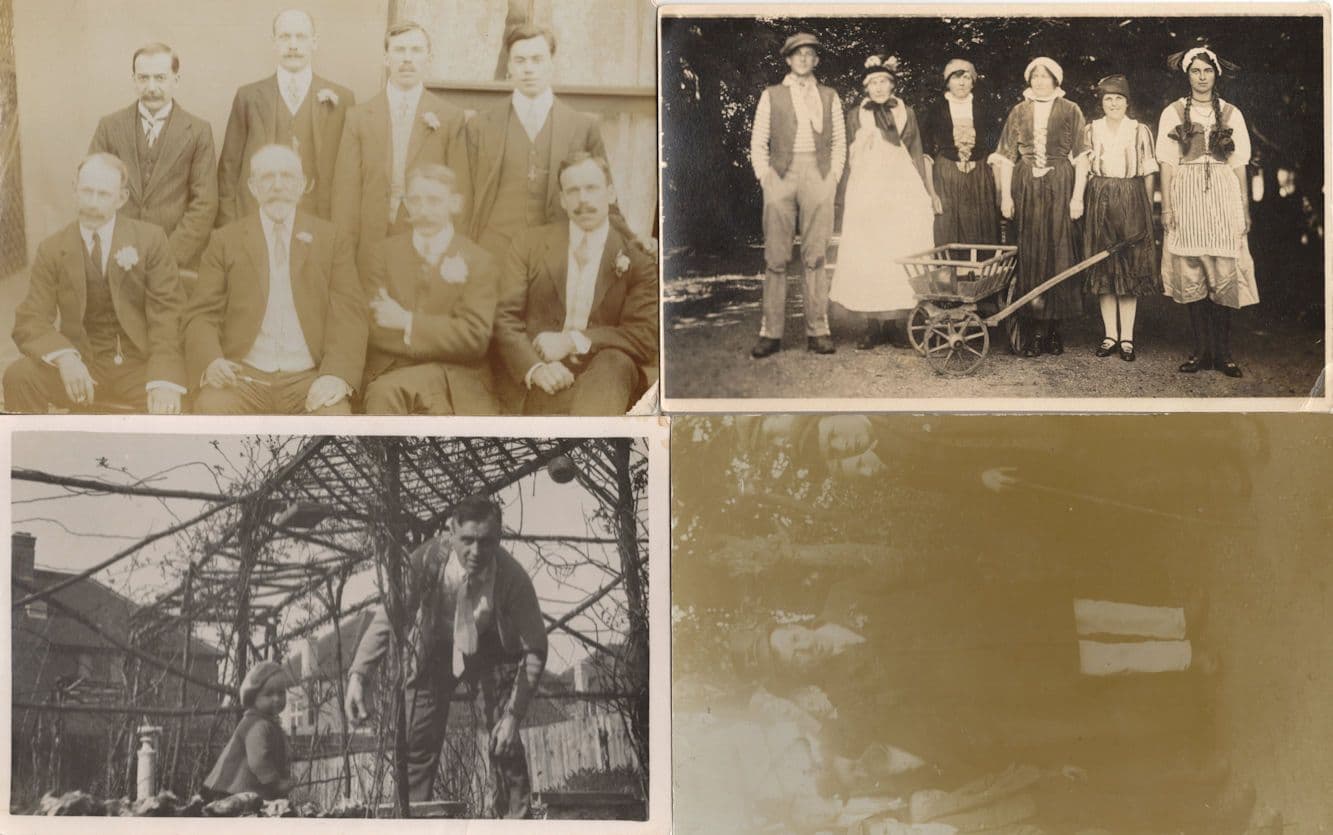 Fancy Dress Fierce Man Odd People 4x Group Real Photo Postcard s