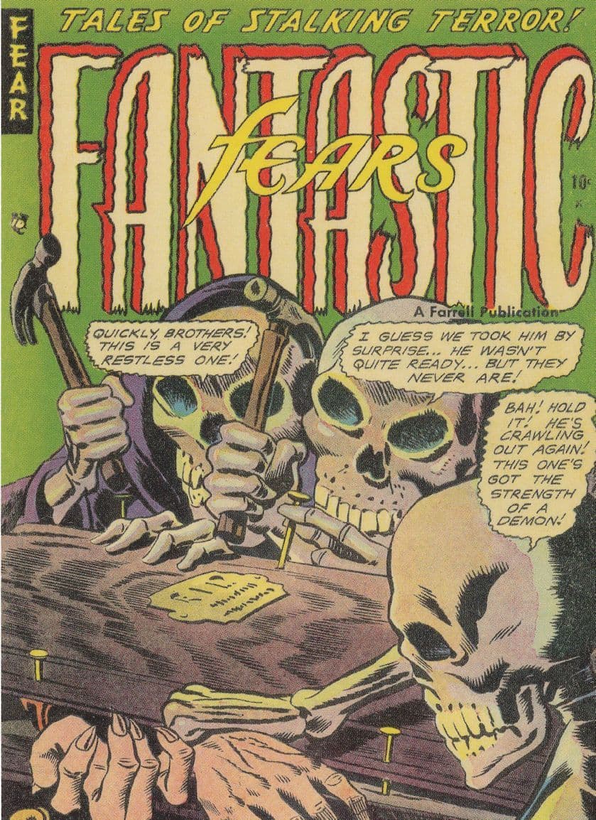 Fantastic Fears 1950s Horror Comic Book Skeleton Buried Alive Postcard