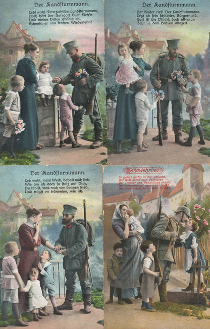 Farewell  Family WW1 Passau ALL Sent From German Soldier Camp 4x Postcard