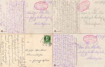Farewell  Family WW1 Passau ALL Sent From German Soldier Camp 4x Postcard