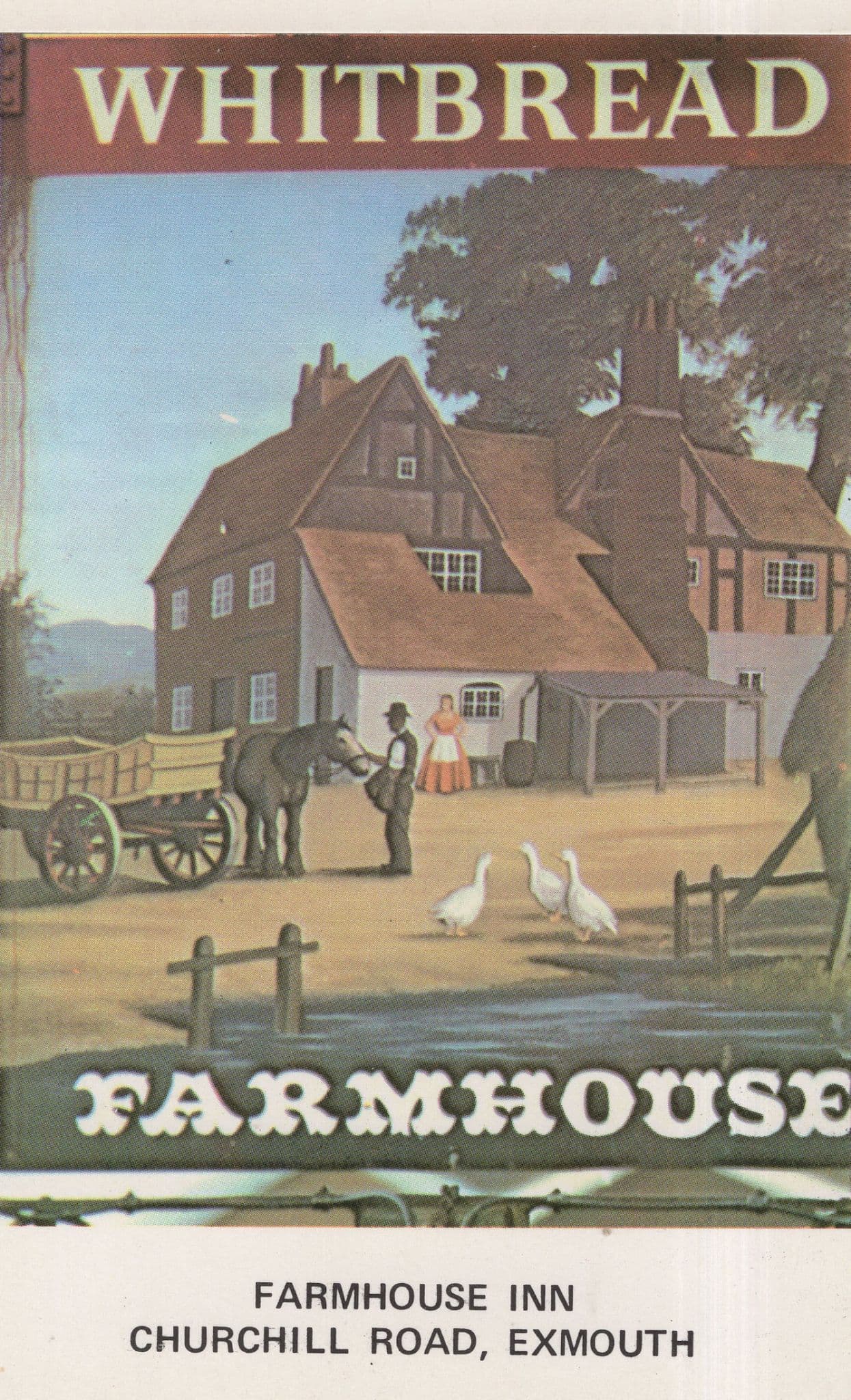 Farmhouse Inn Churchill Road Exmouth Devon Pub Sign Postcard