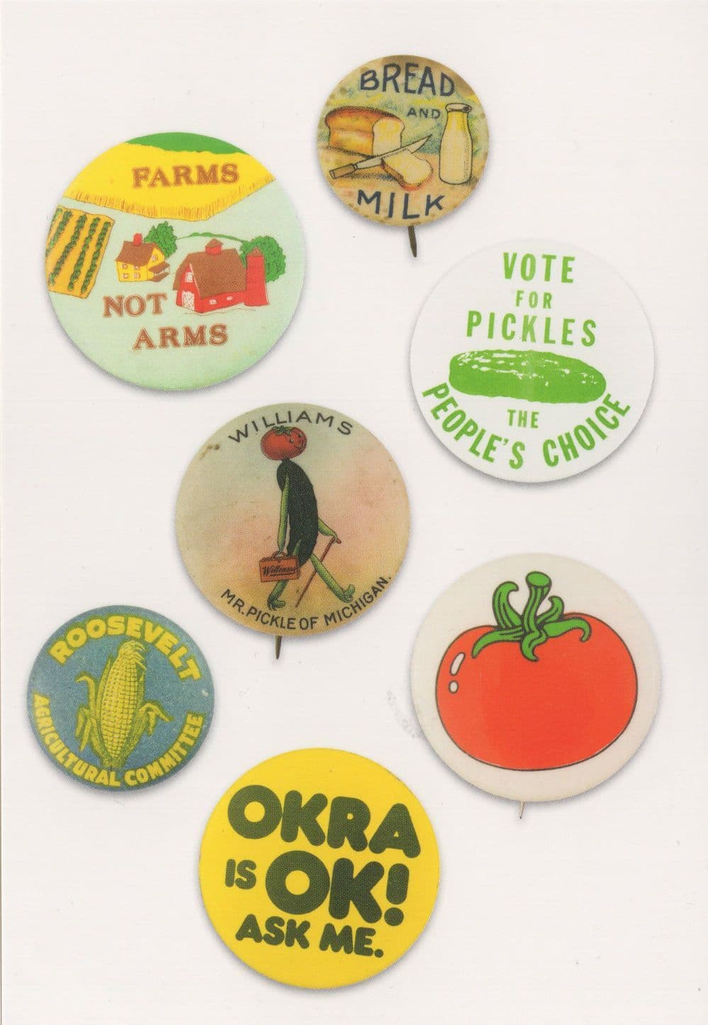 Farms Vote For Pickles Farmers Bread Milk Dairy Badge Button Postcard
