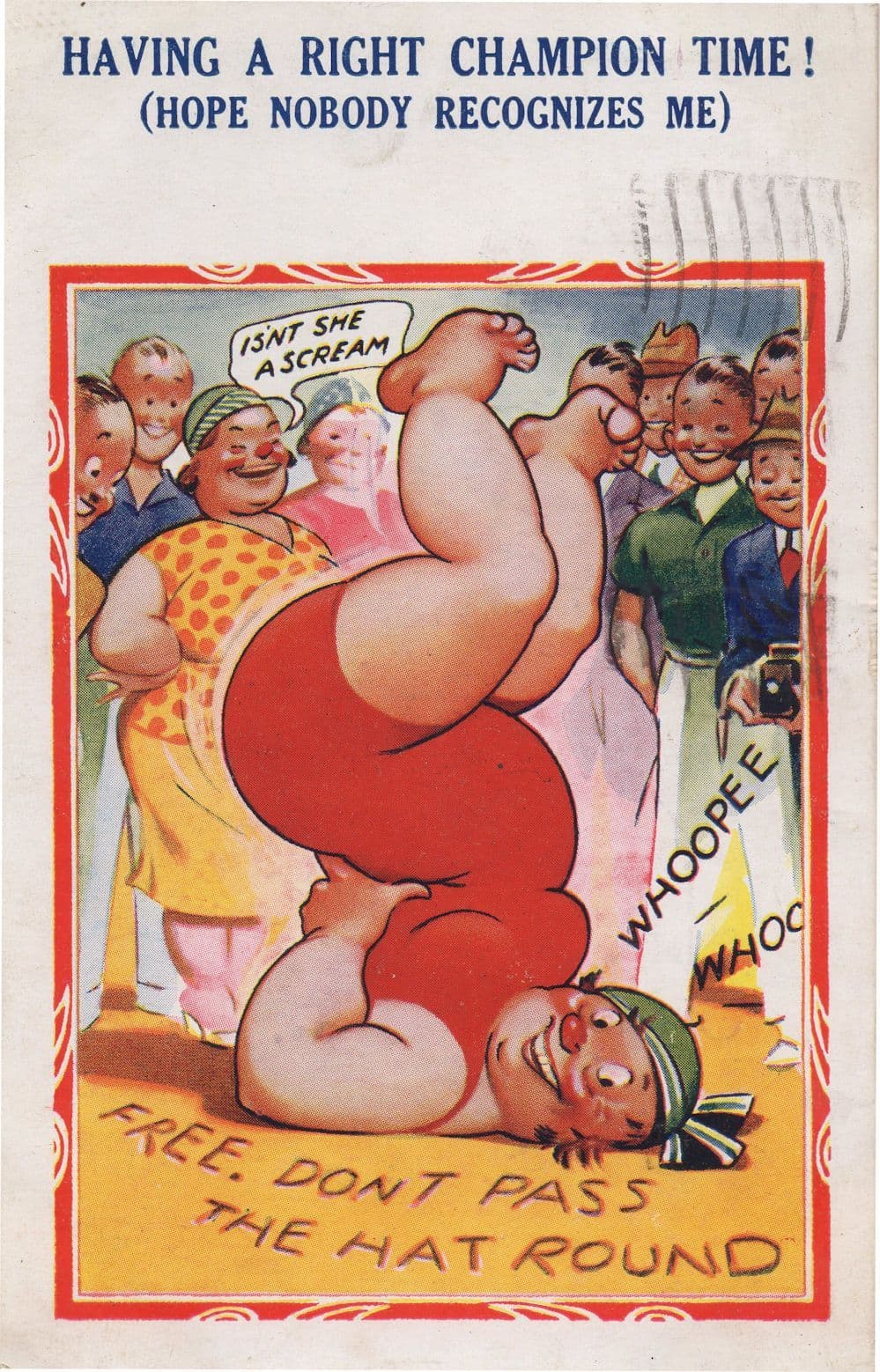 Fat Lady Beach Exercises Champion Diet Keep Fit Comic Postcard