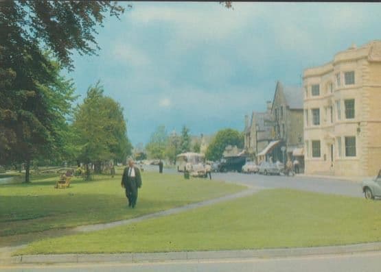 Fat Man & Coach at High Street Bourton On The Water 1970s Postcard