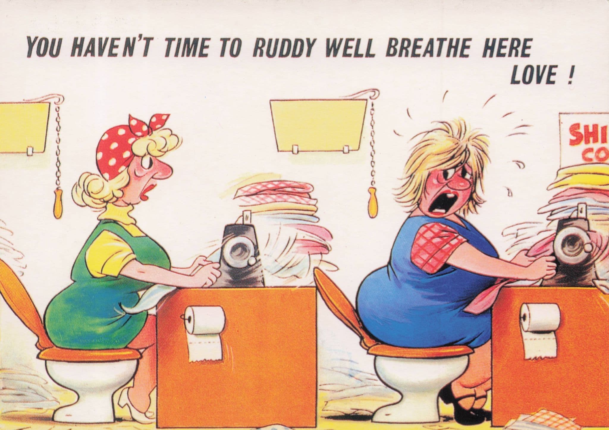 Fat Overworked Lady In Old Sewing Machine Factory Bamforth Comic Postcard