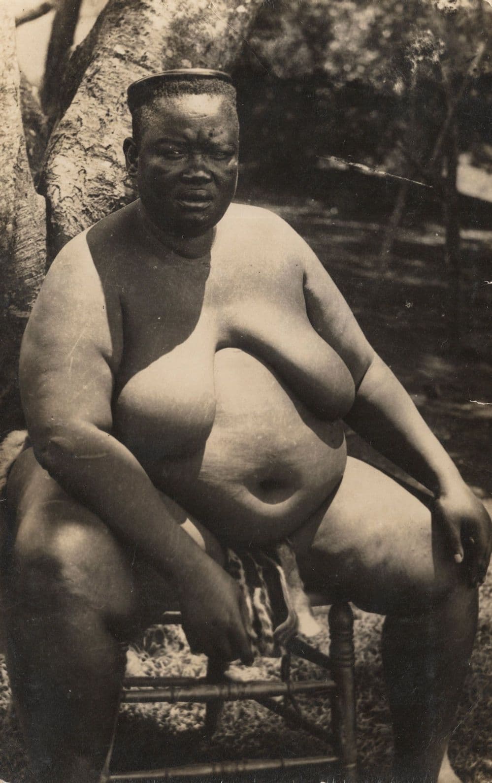Fat Zulu Chief Zululand Africa Real Photo Postcard