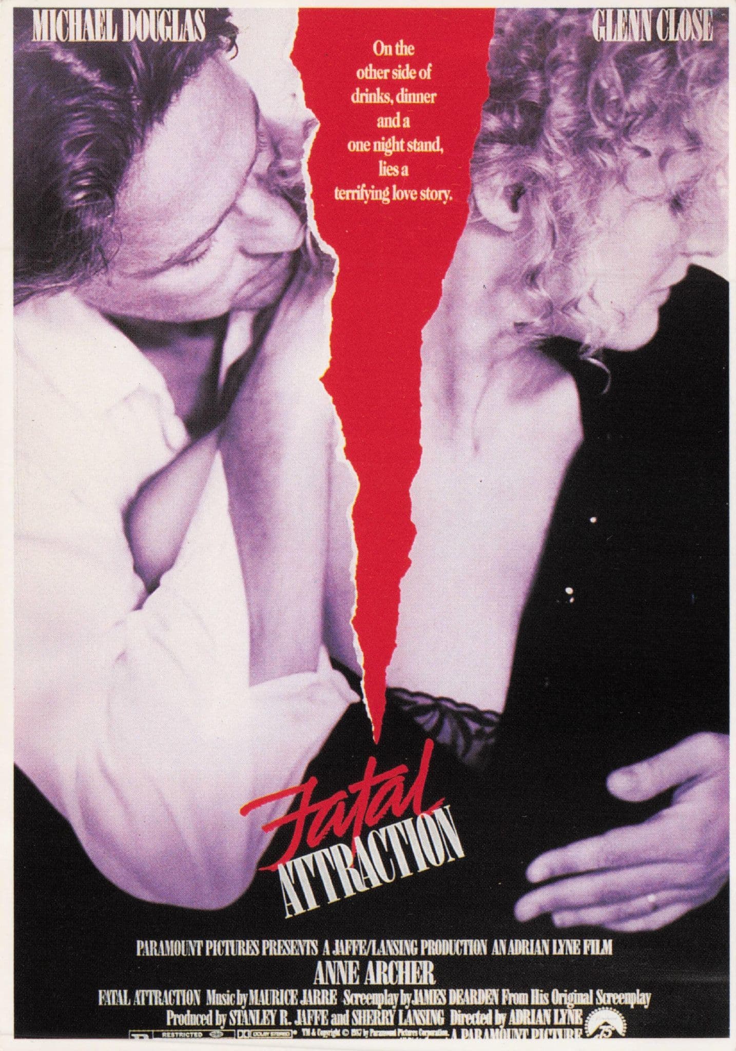 Fatal Attraction Michael Douglas Film Movie Postcard