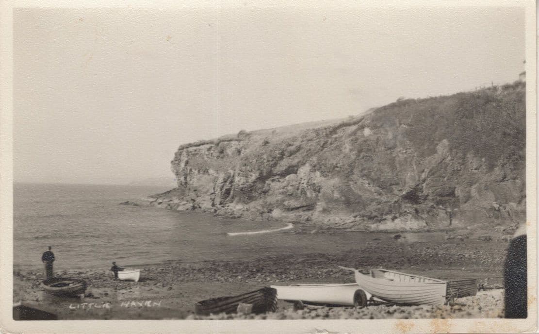 Father & Child With Boats Little Haven Tenby RPC Postcard