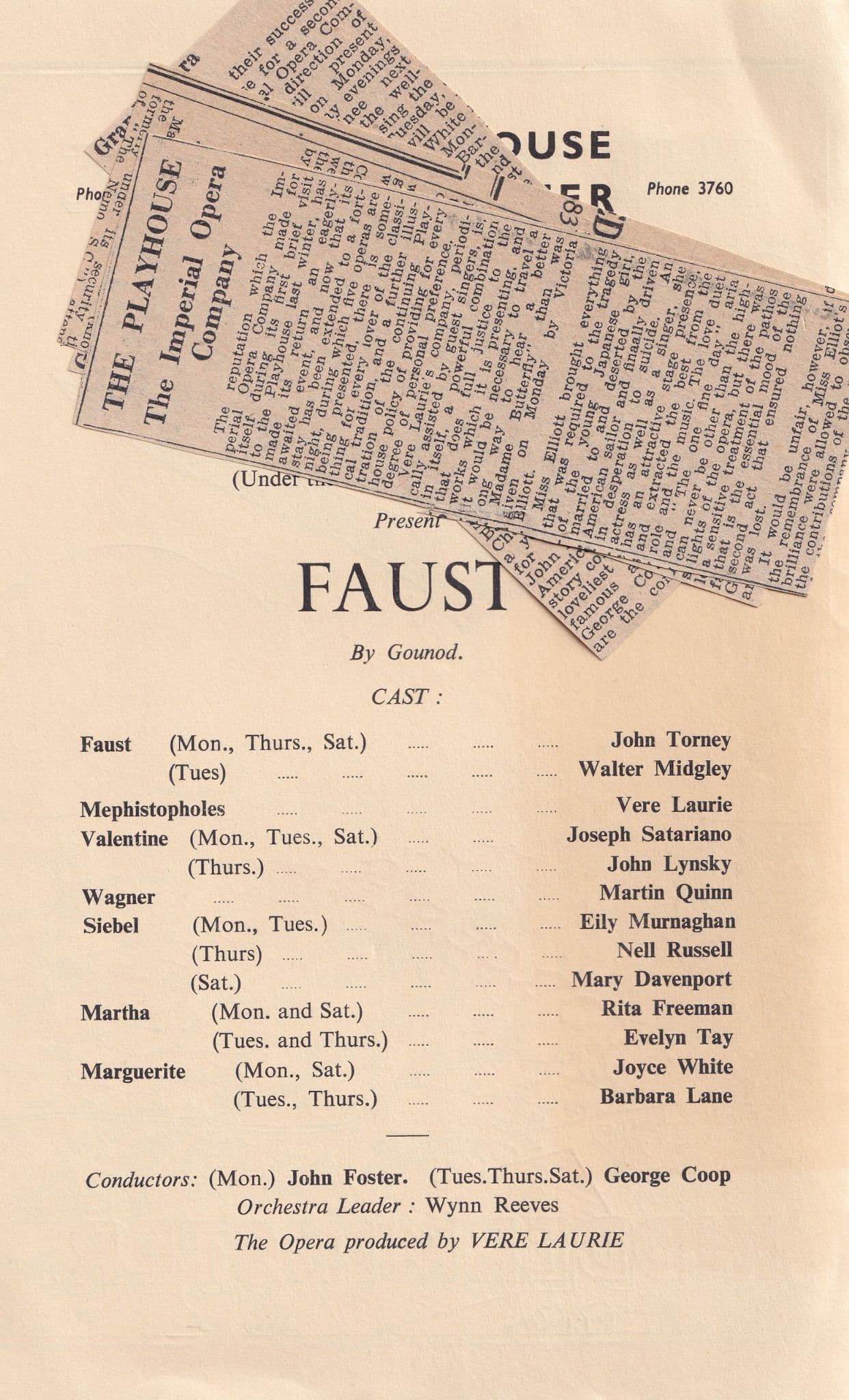 Faust Kidderminster Worcester Theatre Programme & Ephemera