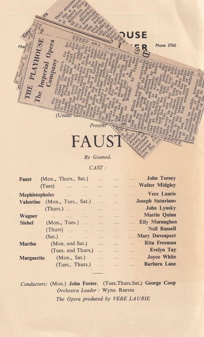 Faust Kidderminster Worcester Theatre Programme & Ephemera