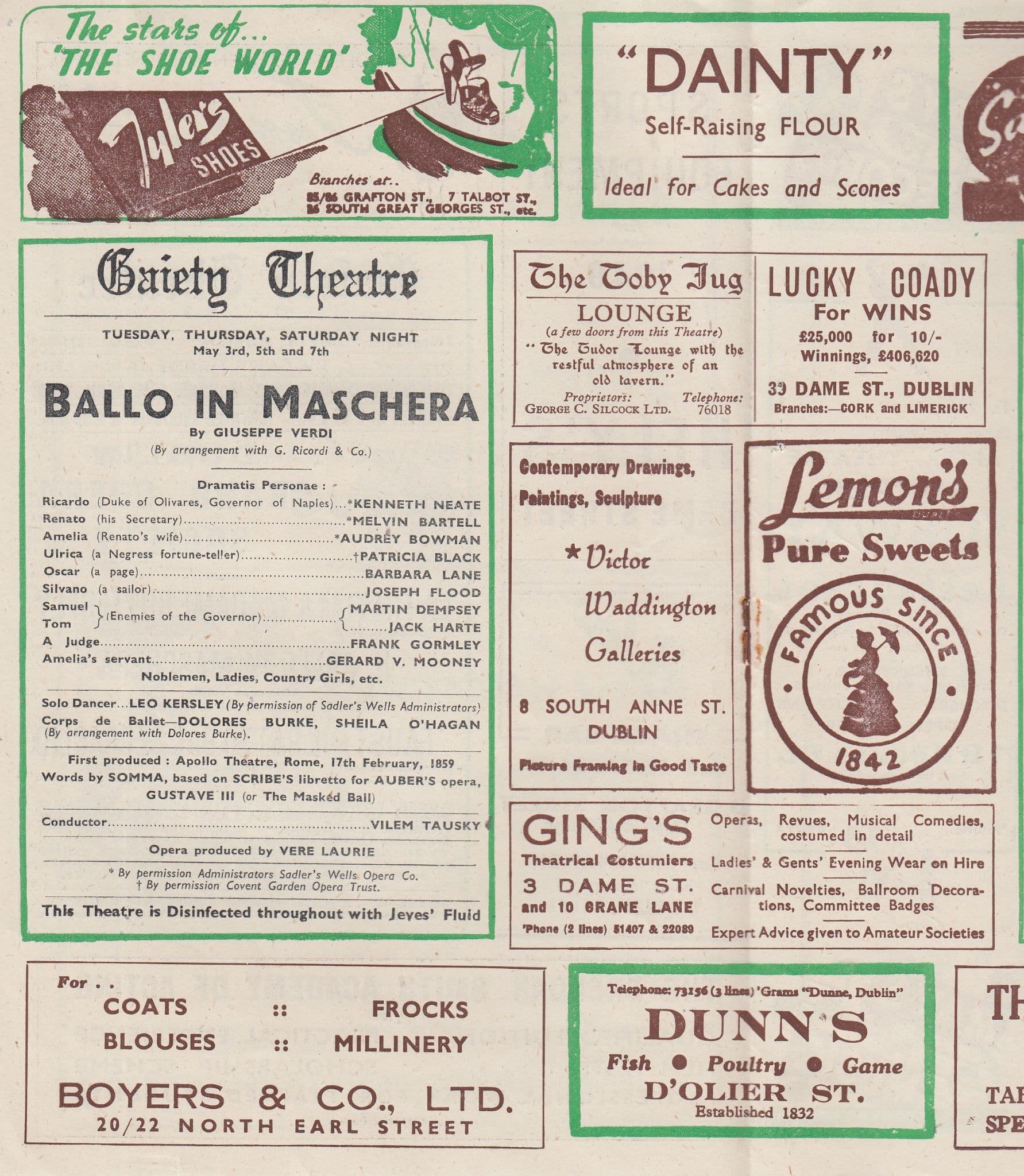 Faust Masked Ball Dublin Irish Opera Society Jack Harte Gaiety Theatre Programme