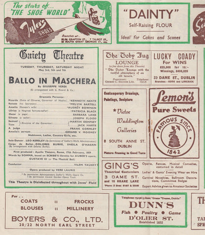Faust Masked Ball Dublin Irish Opera Society Jack Harte Gaiety Theatre Programme