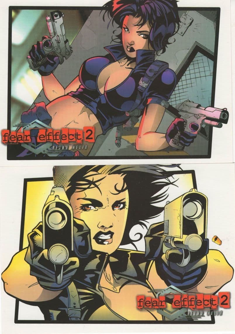 Fear Effect 2 Playstation 1 Lara Croft Style 2x Advertising Postcard s
