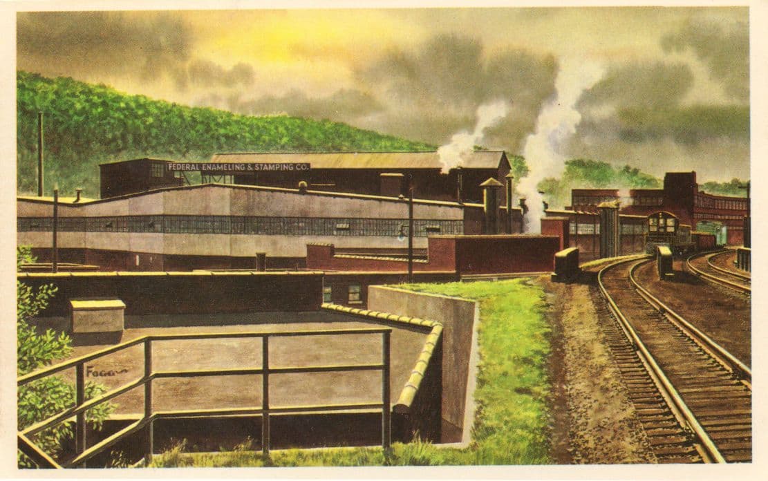 Federal Enamel Stamping Company The Pittsburgh & Lake Erie Railroad Company USA Postcard