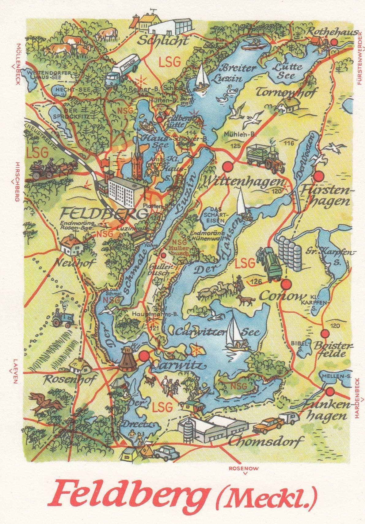 Feldberg Wittenhagen Rosenhof Schlidt German Germany Map Postcard