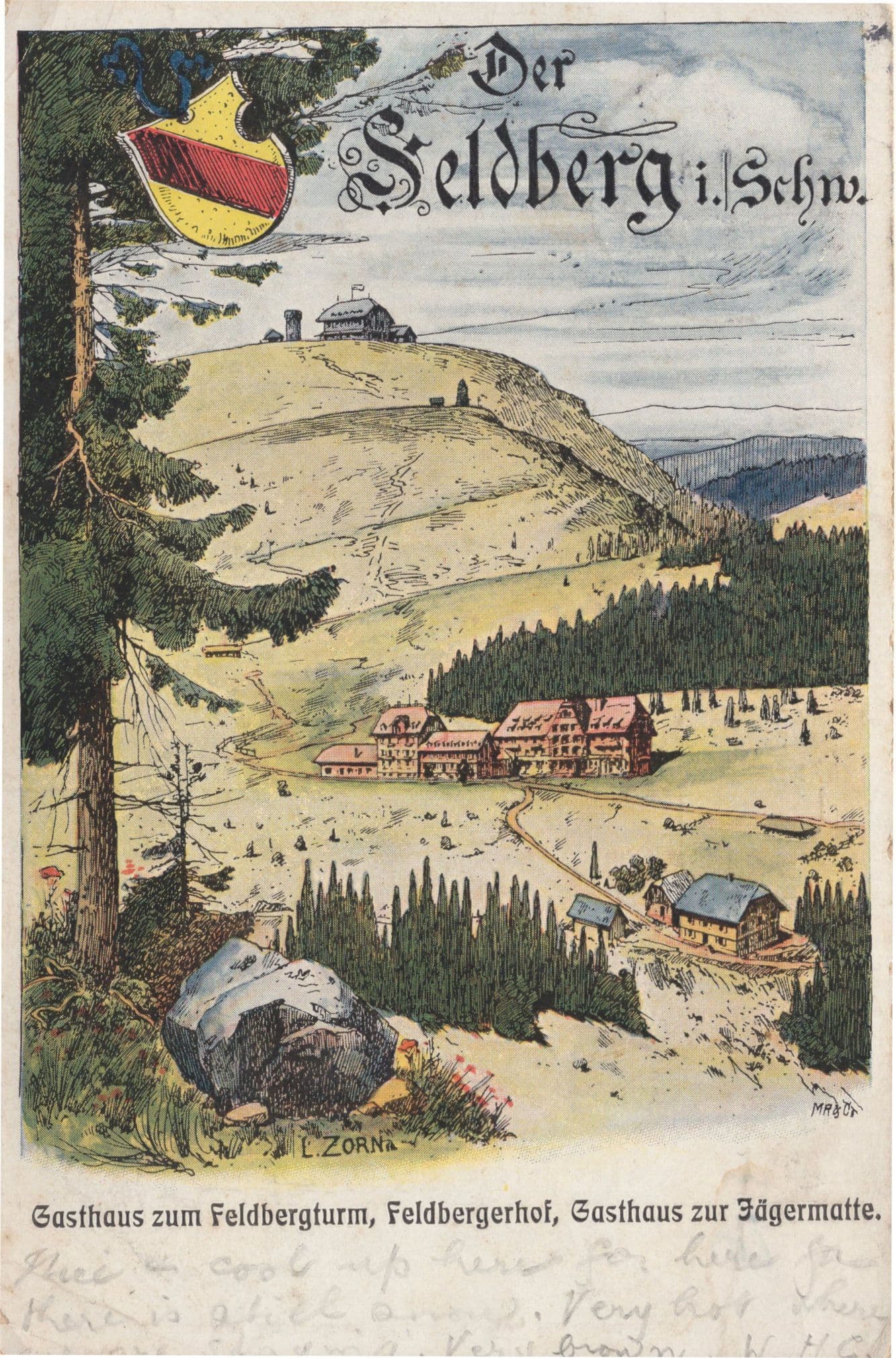 Feldbergturm Gasthaus German Gruss Aus Style Art Postcard