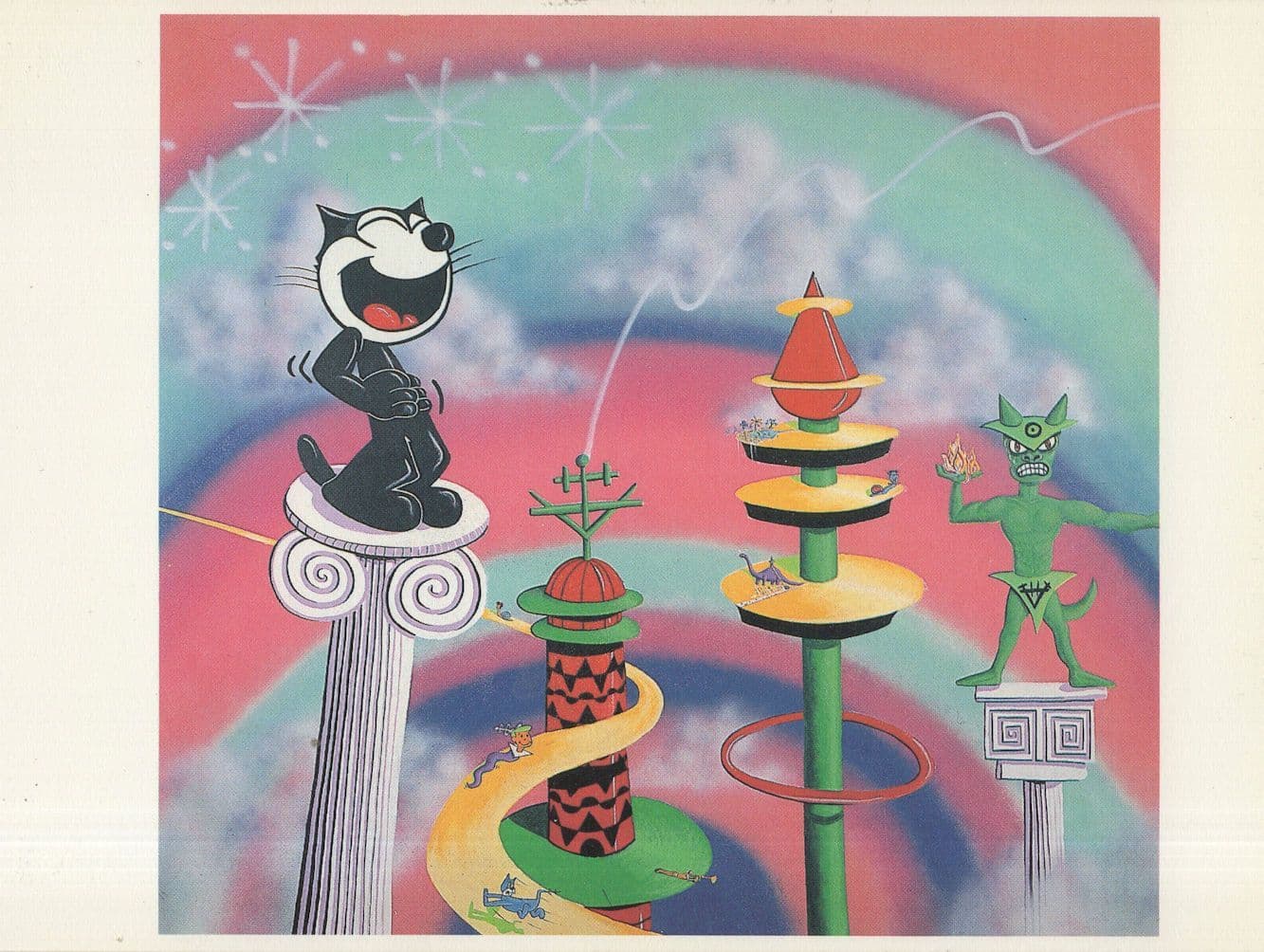 Felix Cat On A Pedestal Valuable Cat Painting Postcard