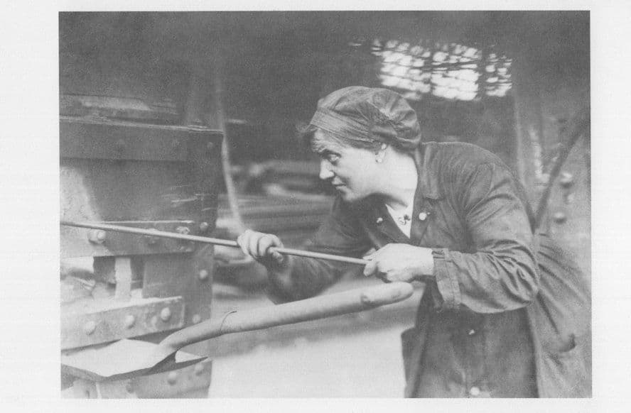 Female Factory Worker in WW1 Heating Rivets Shipbuilding Yard Postcard