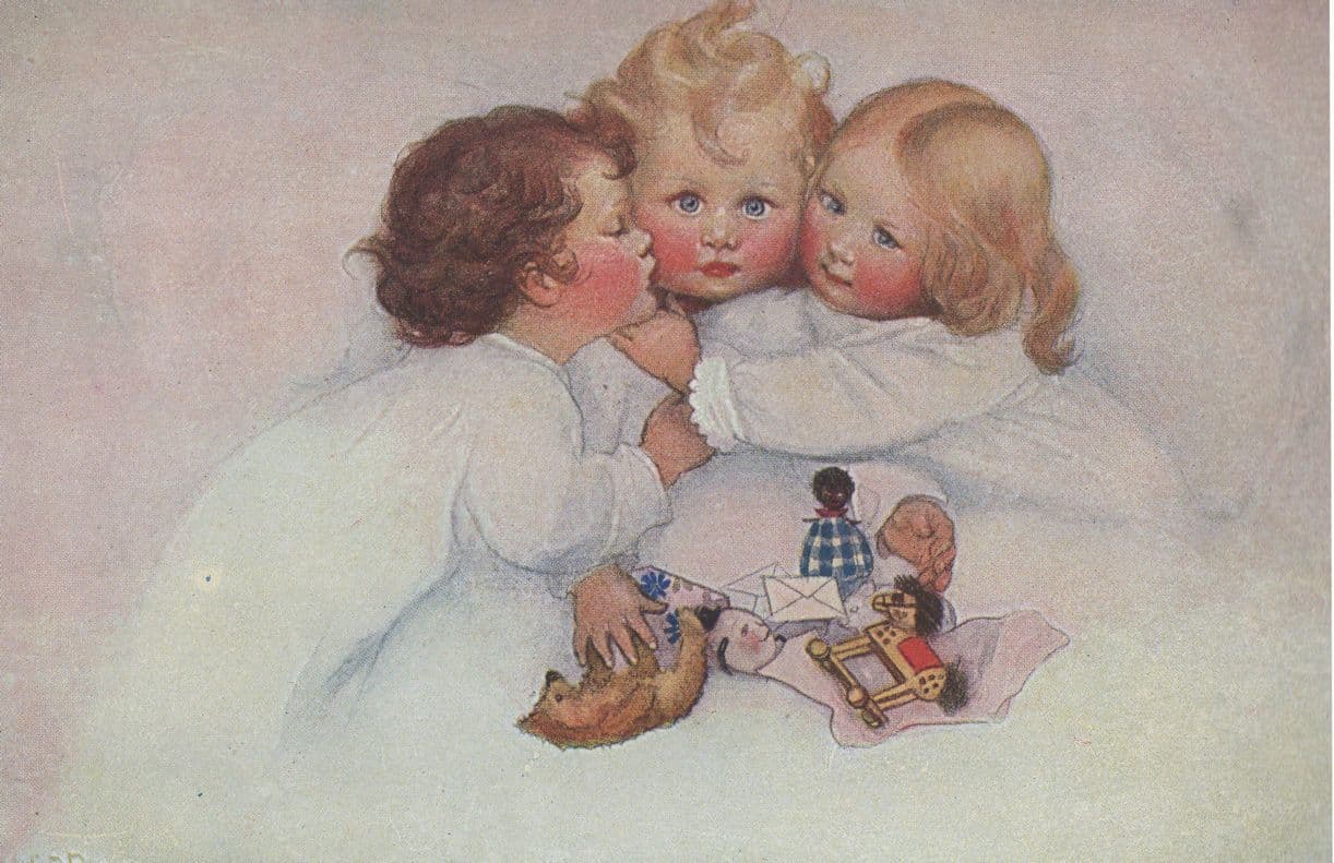 Female Golly Toy Doll Hedgehog Antique Postcard