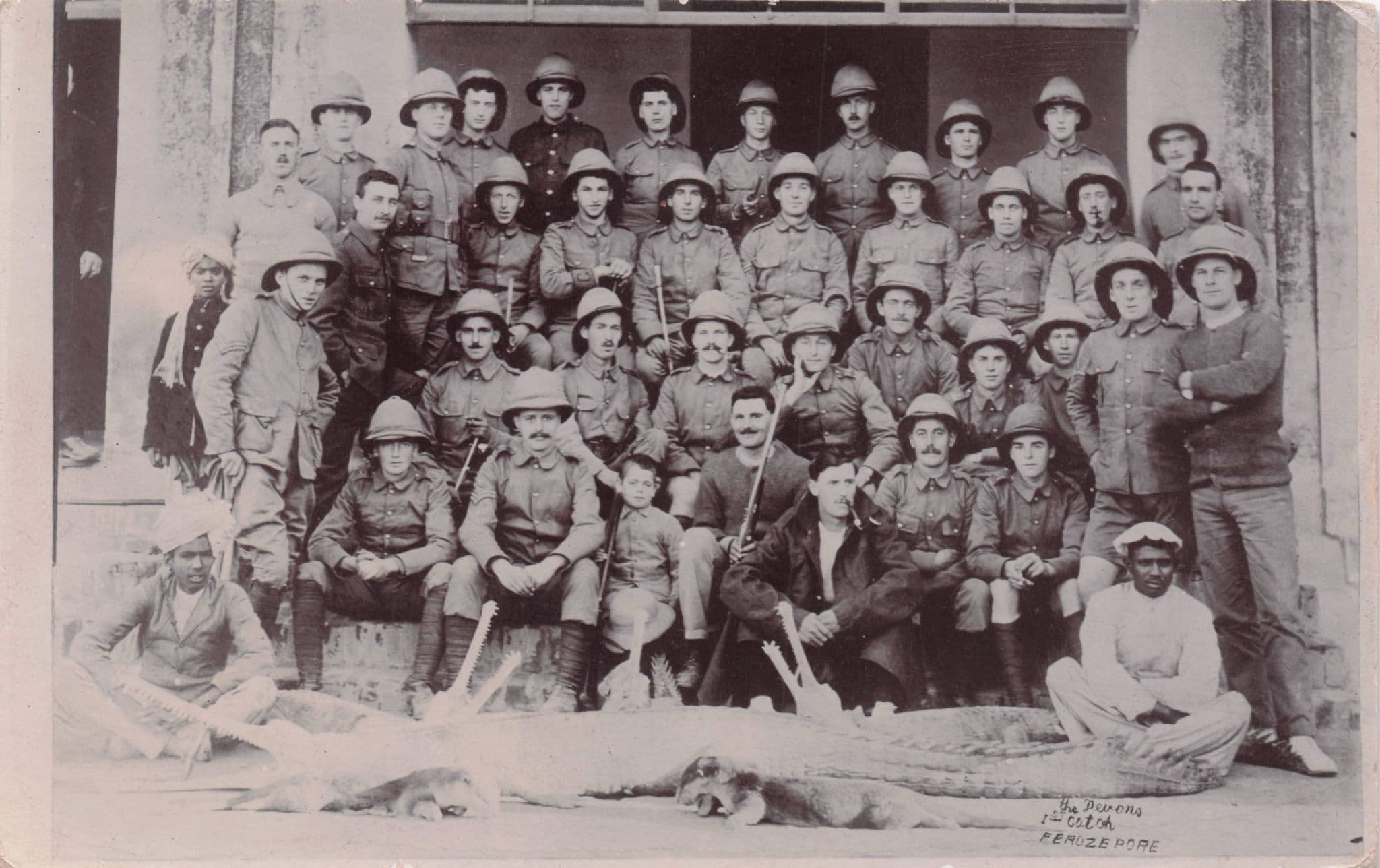 Ferozepore India Animal Hunting Military Group Old Real Photo Firozpur Postcard