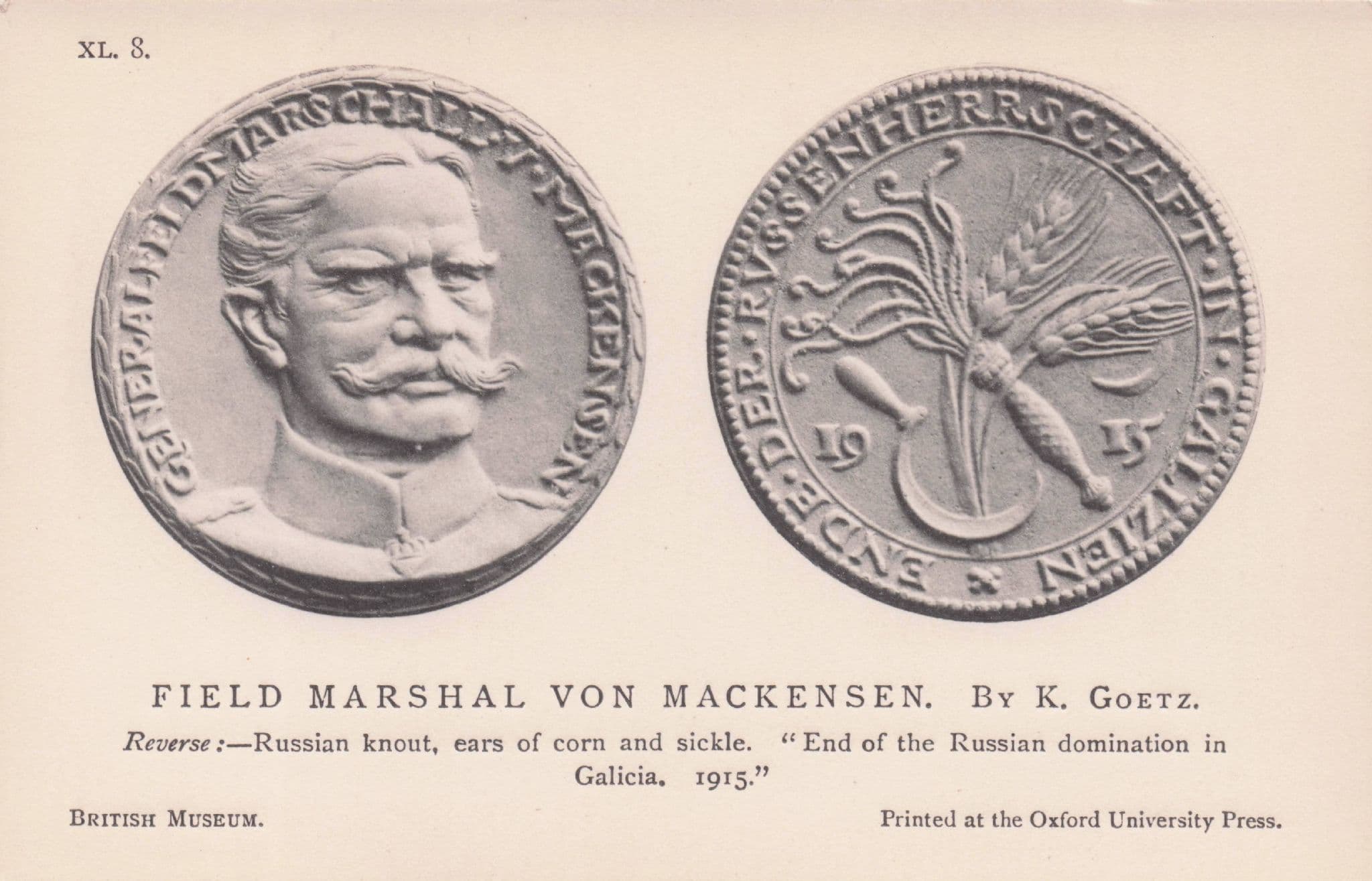 Field Marshall Von Mackensen Russia WW1 German War Medal Military Old Postcard