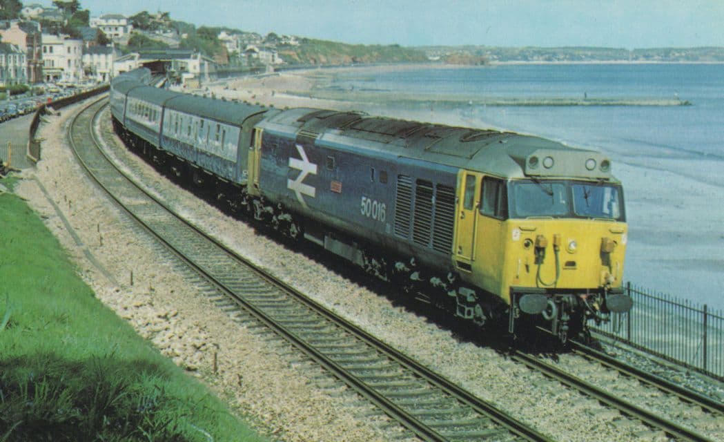 Fifty Class Barham 50016 Train from Dawlish Station Postcard
