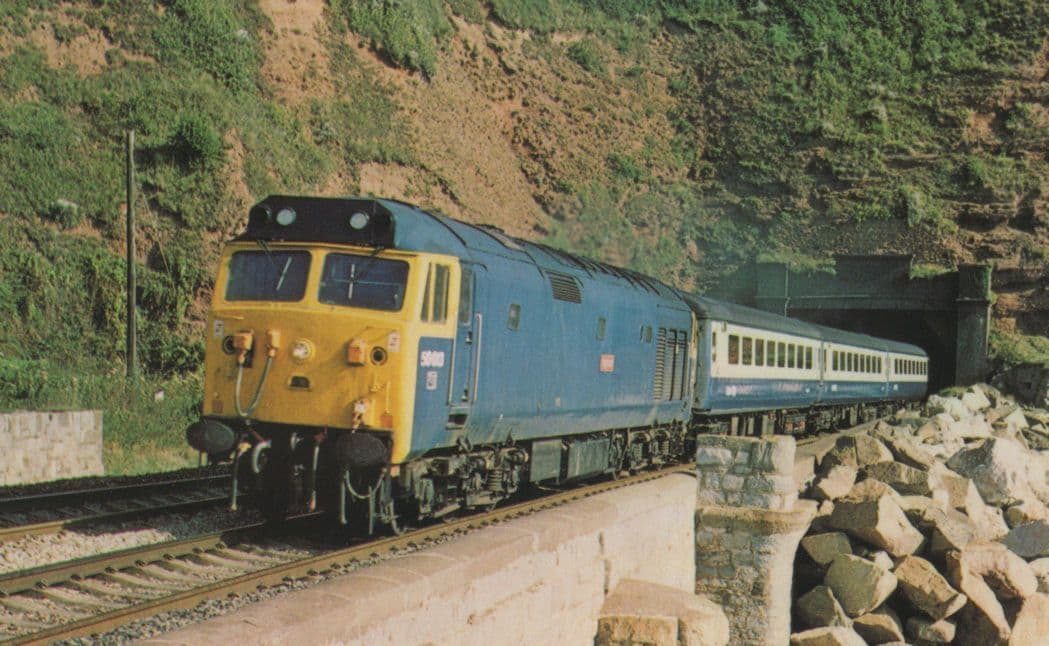 Fifty Class Royal Oak Train 50017 at Whimple Station 1982 Postcard