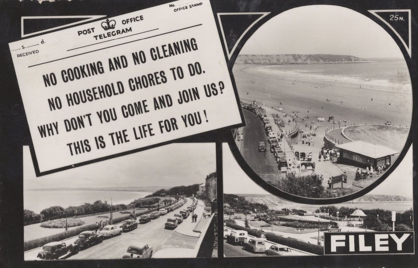 Filey No Cooking & Cleaning Real Photo Yorkshire Old Postcard