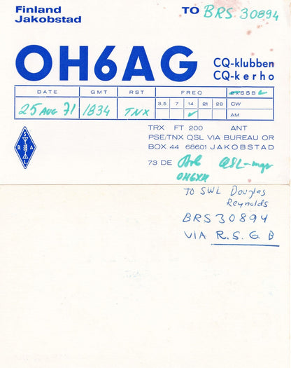 Finland Jakobstad Turku Map 2x QSL Amateur Radio Card s