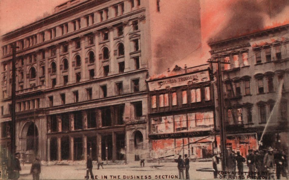 Fire In The Business Section New York California USA Disaster Old Postcard
