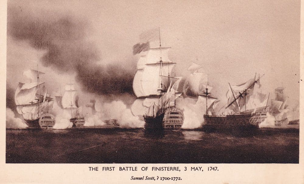 First Battle Of Finisterre Austria War Ship Painting Postcard