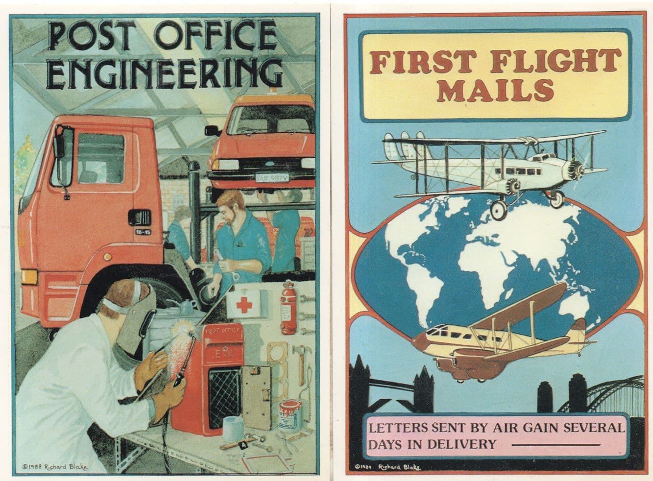 First Flight Mails Royal Mail Plane Engineering 2x Postcard s
