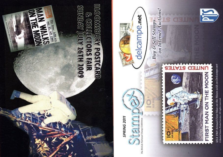 First Man On The Moon Astronomy 2x Exhibition Advertising Postcard s