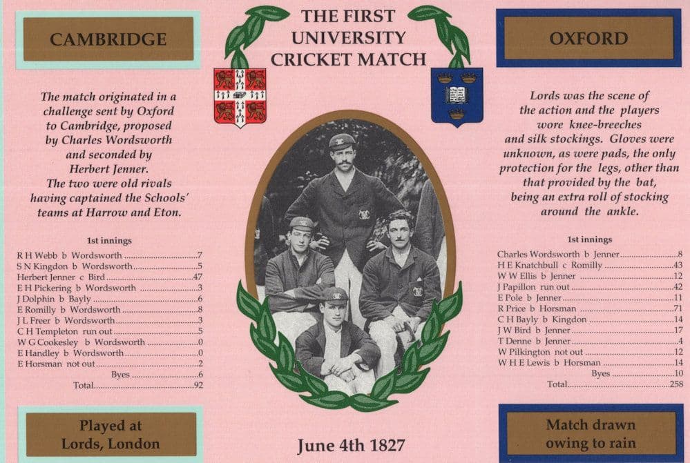 First University Victorian Cricket Match Oxford vs Cambridge Postcard