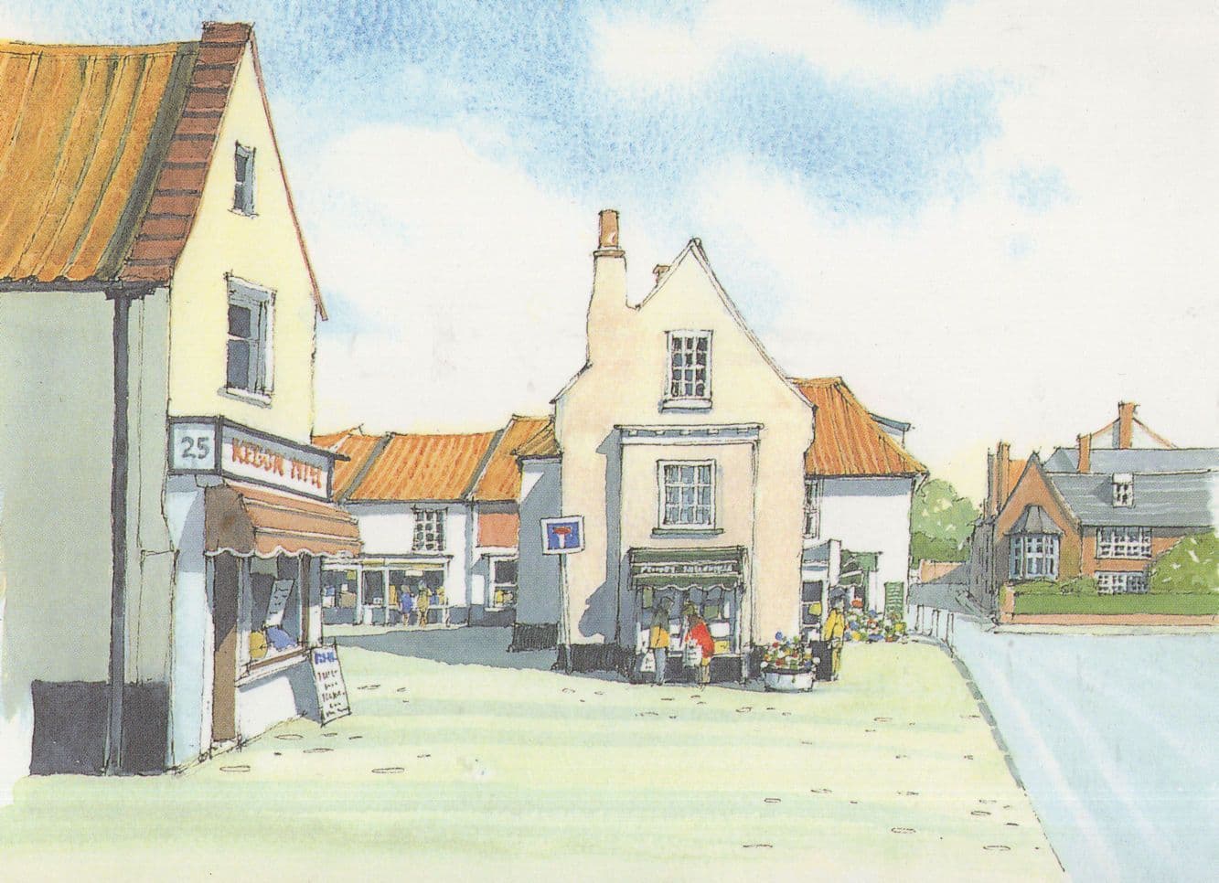 Fish Hill Holt Norfolk & Chip Shop Painting Postcard