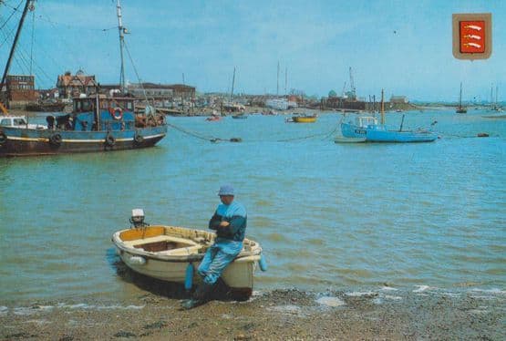 Fisherman Man Sitting on Boat Point Clear St Osyth Essex Postcard