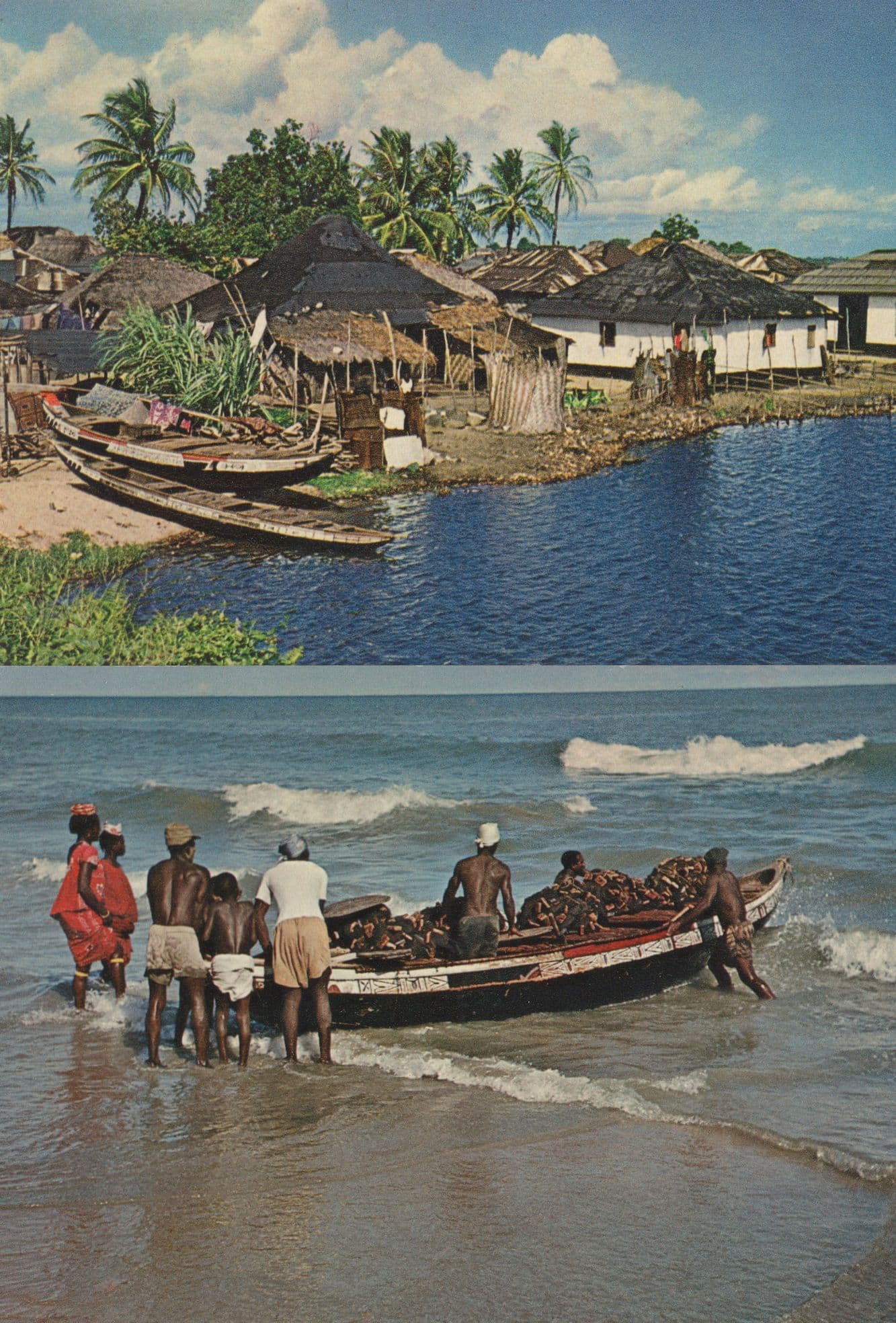 Fisherman Village West Africa 2x Postcard s