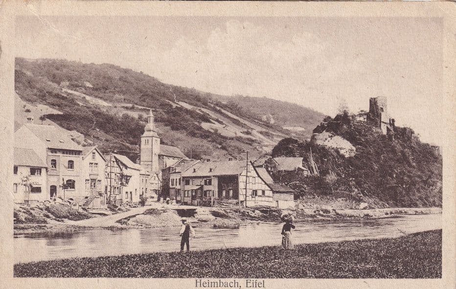 Fishing at Heimbach Eifel Antique German Postcard