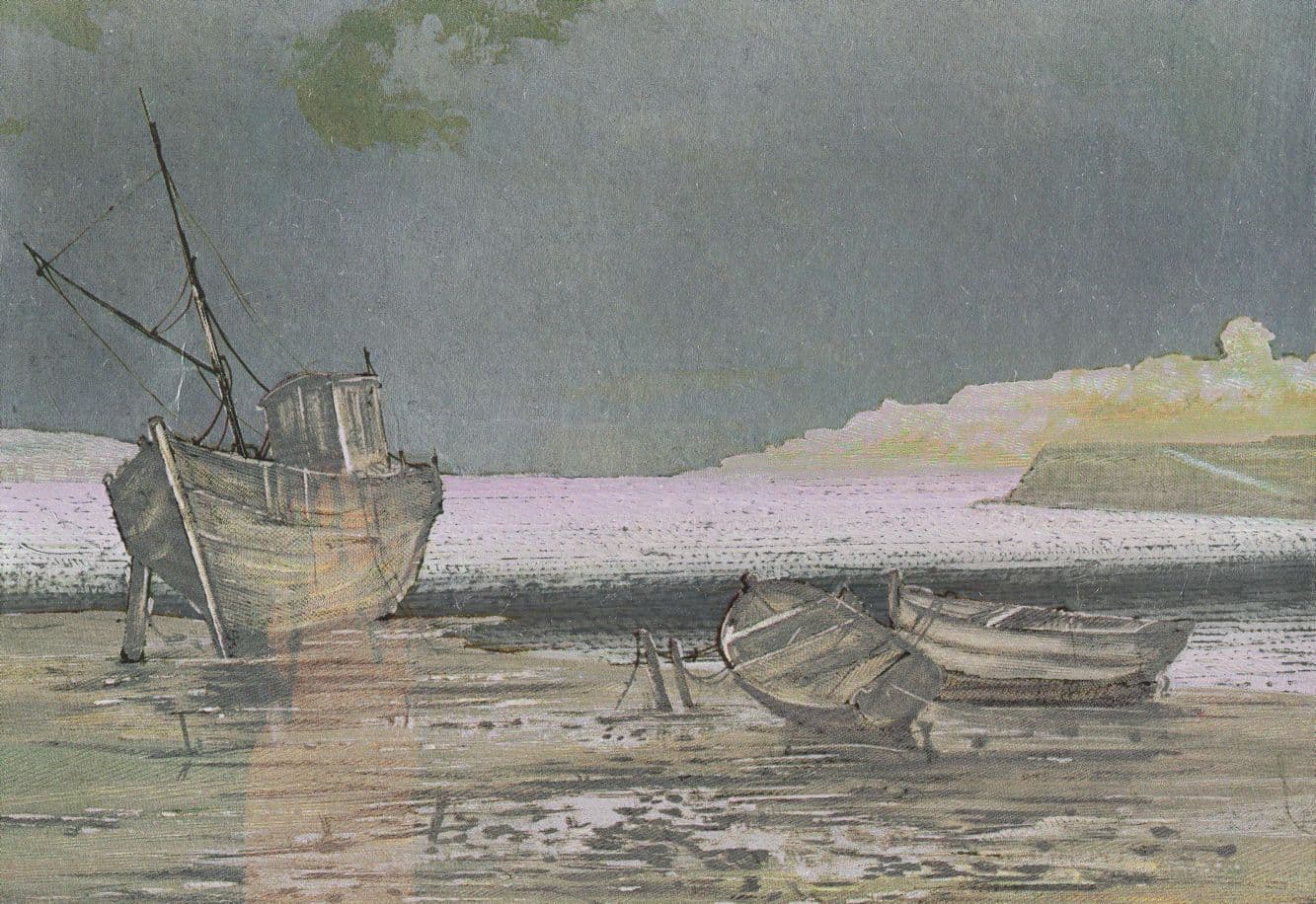 Fishing Boats Ship Real Metallic Shine Postcard