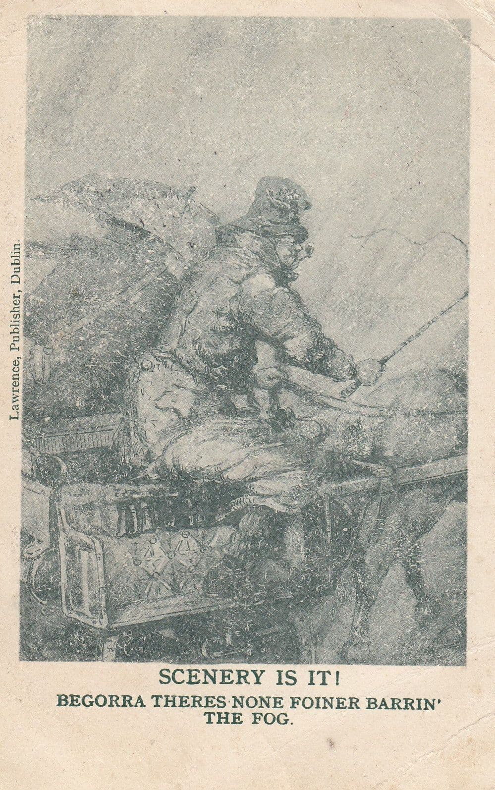 Fishing In Ireland Irish Fog Antique 1904 Comic Fisherman Postcard